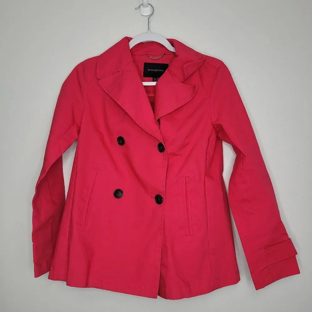 BANANA REPULIC Hot Pink Double Breasted Short Trench‎ Coat Jacket size x small